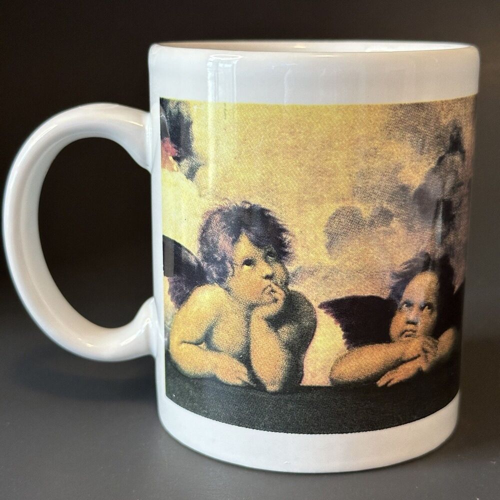 Houston Foods HF97 Raphael Sistine Two Cherubs Angels Madonna Mug Cup VTG